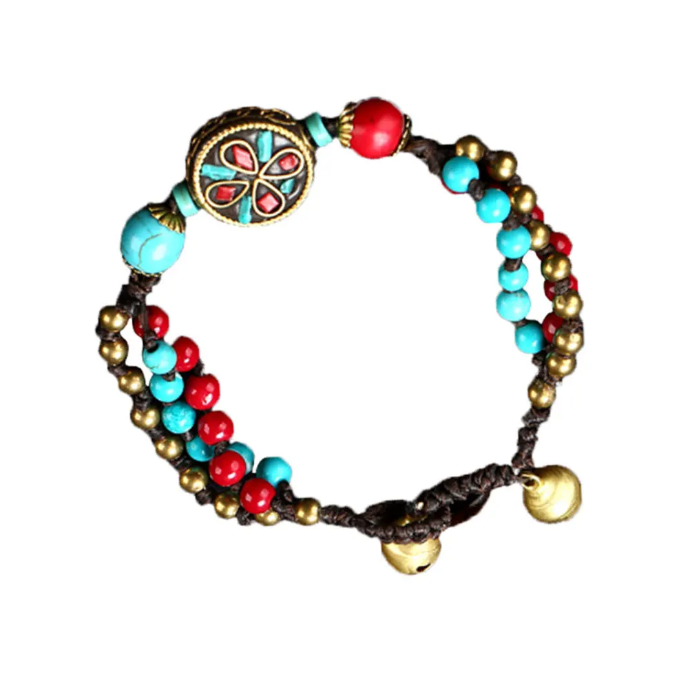 

Retro Bead Jewelry Ethnic Hand-Woven Braided Bracelet Chinese Style Cartoon Pendant Gift For Women Men Unisex Fashion Accessory