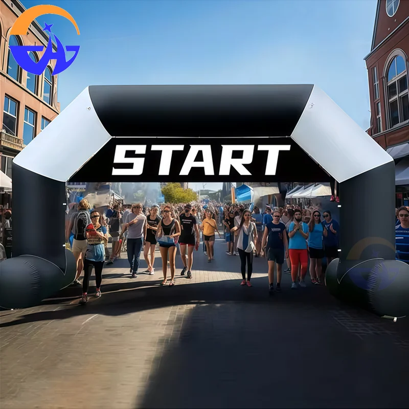 Outdoor Inflatable Start Finish Race Arch with Blower Hexagon Archway for Sports Event Advertising Commerce Decoration