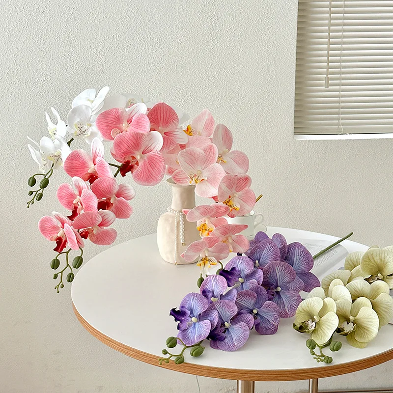98CM 9-head Film Butterfly Orchid Artificial Flower Living Room Dining Table Floor Decoration Wedding Flower Arrangement