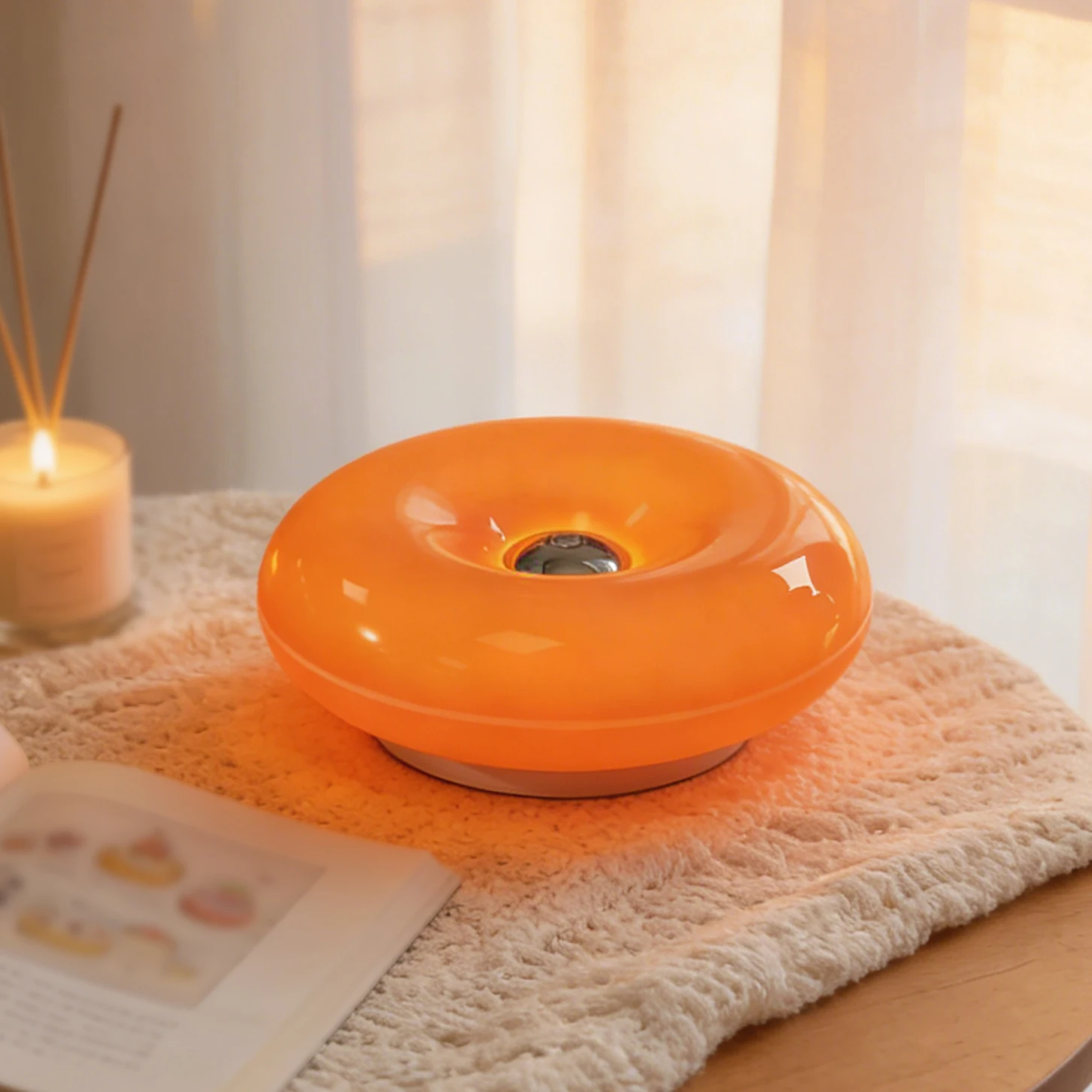 Donut Shape LED Table Lamp, Dimmable Warm Ambient Night Light for Bedroom, Living Room, Home Decor, Creative Gift image 2