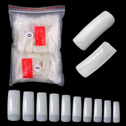 Set of 500 Natural Full Cover False Nails with French Half Tips for Nail Art Manicure 10 Sizes