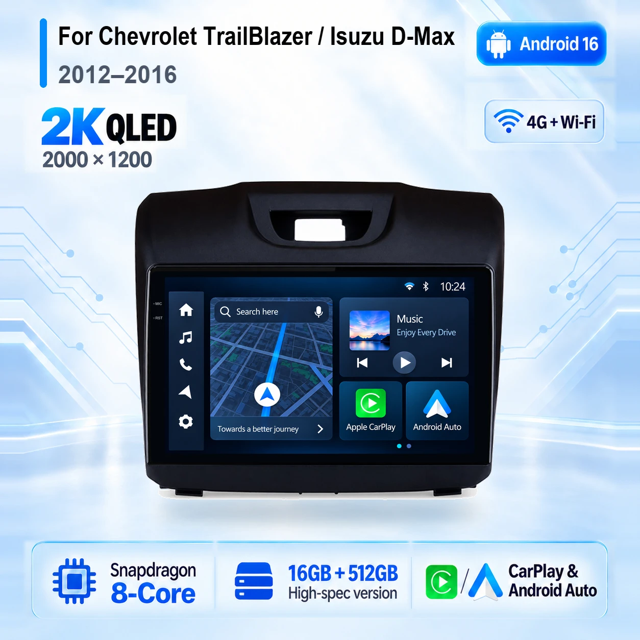 Android 16 Carplay Car Radio Multimedia For Chevrolet TrailBlazer 2012 - 2016 S-10 S10 Colorado For Isuzu D-Max DMAX Stereo 2din