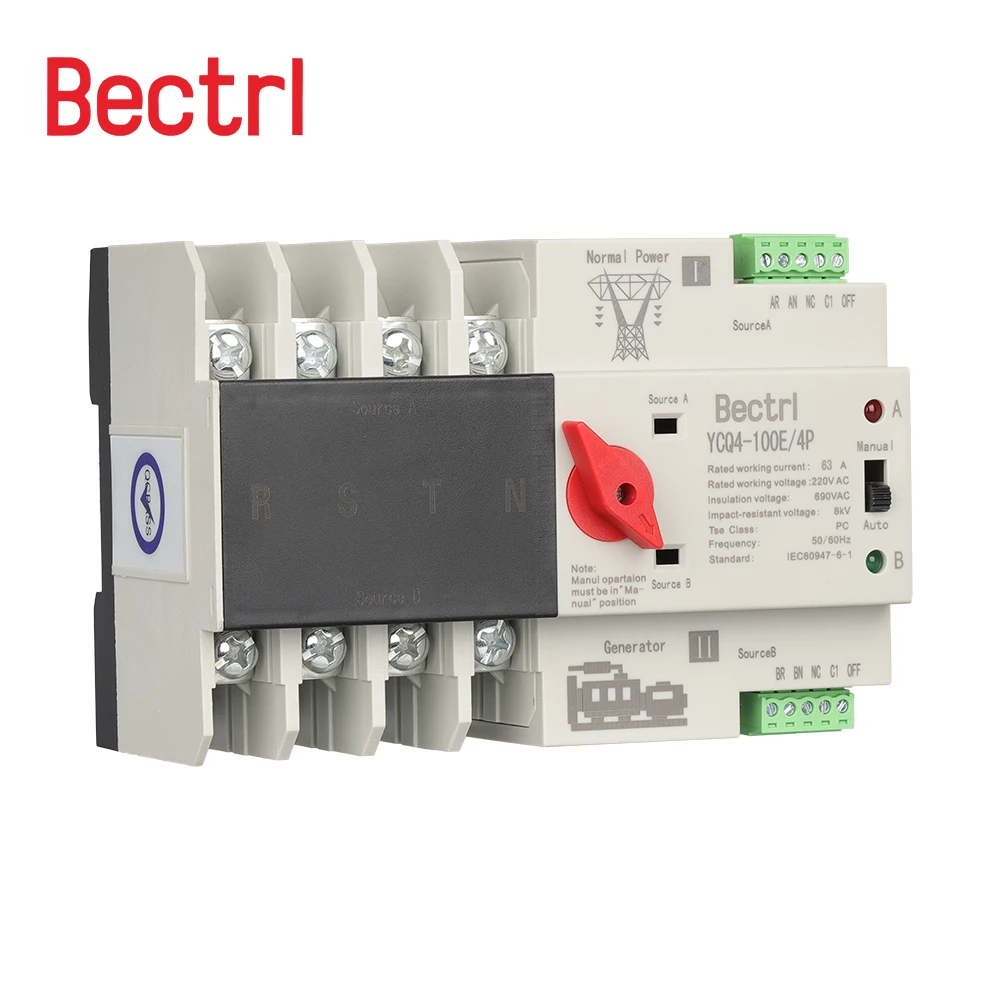 2P 3P 4P Din Rail ATS Dual Power Automatic Transfer Switch Electrical Selector Switches Uninterrupted Power