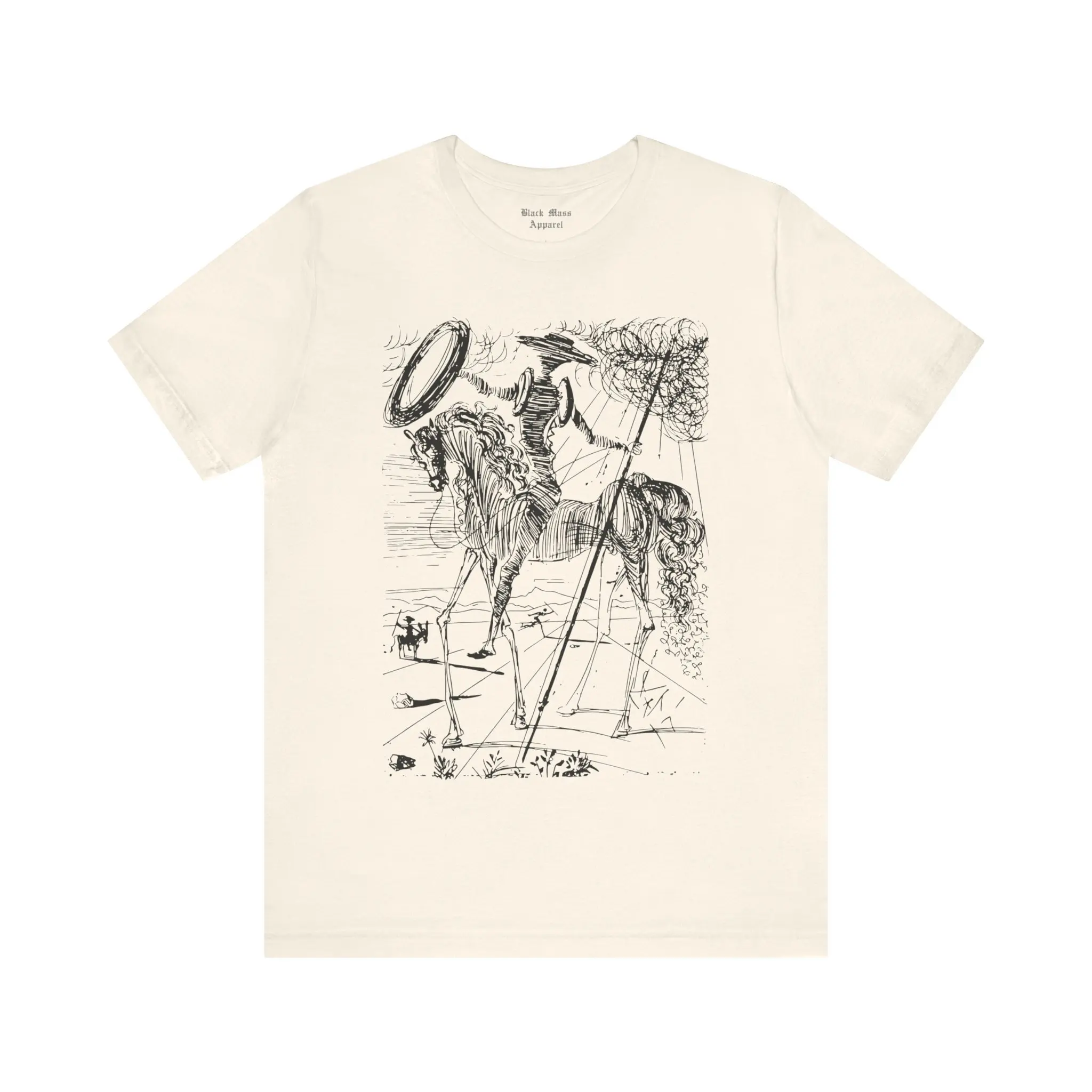 Don Quijote, Camisa de arte de Salvador Dali, Camiseta de Miguel de Cervantes, Ratón de biblioteca novedoso, Camiseta de manga corta de jersey unisex con boceto surrealista