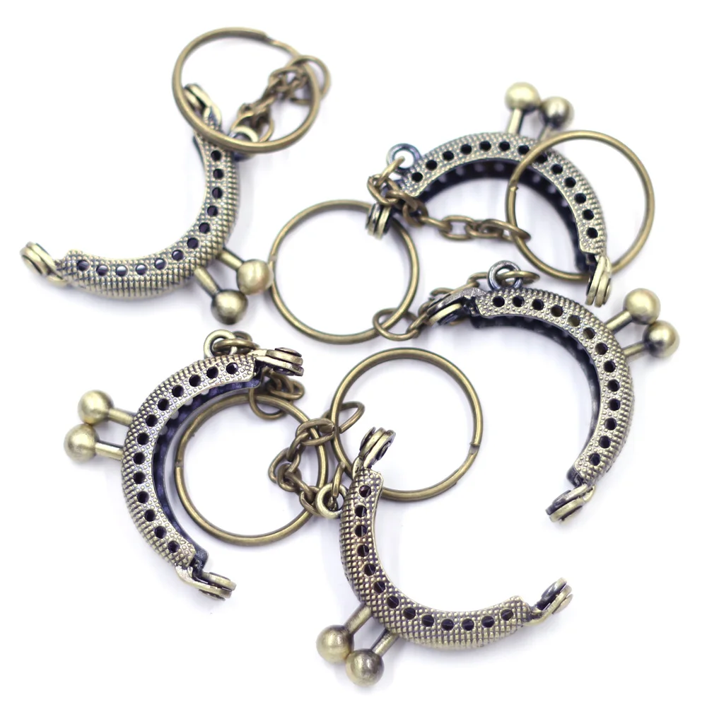 

10Pcs Antique Bronze Tone Clutch Coins Purse Metal Arc Frame Kiss Clasp Key Ring Handbag Handle 4x3.5cm