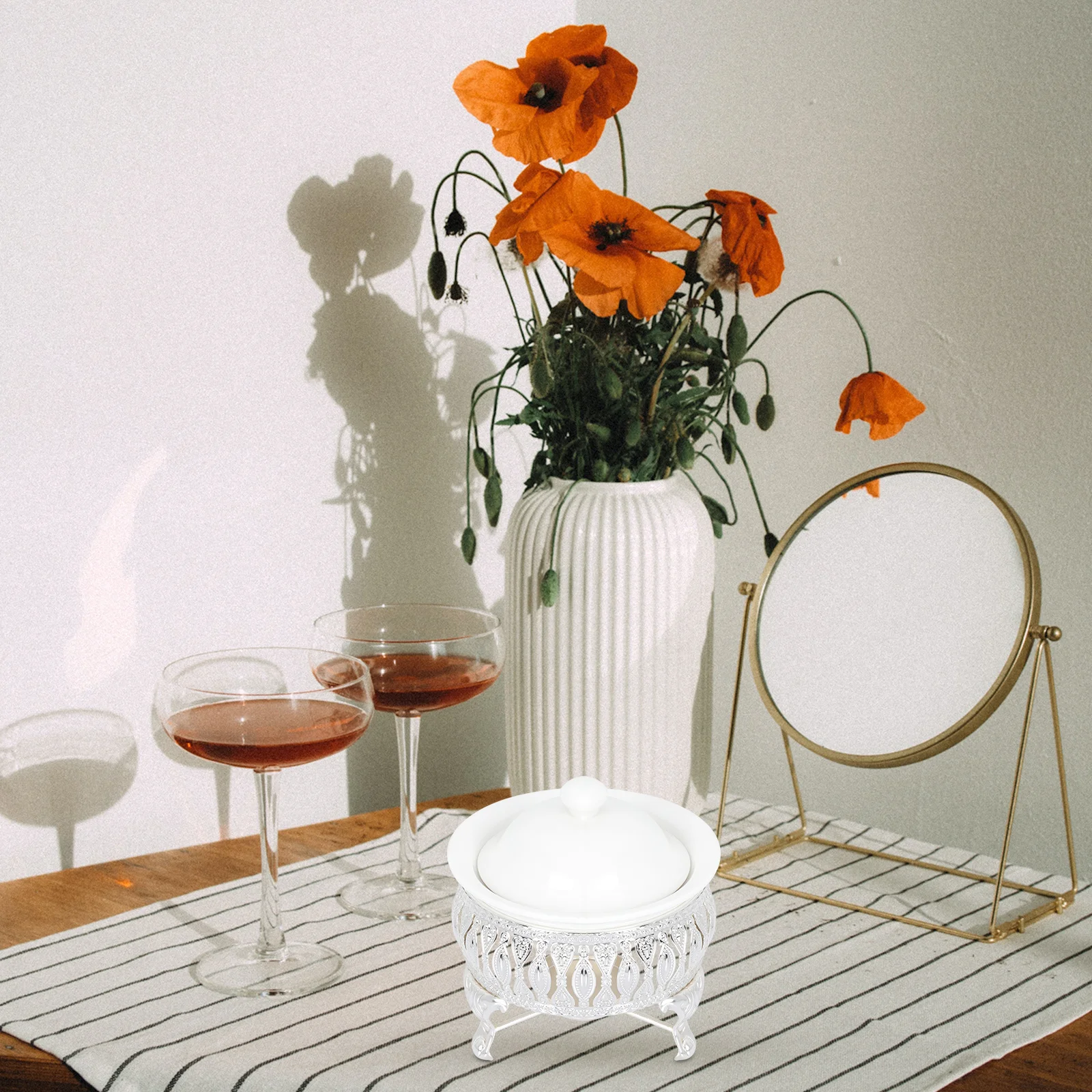 

Teapot Warmer Non-Slip Base Ceramic Pot Stand Tea Heating Tool European Style Holder Metal Pedestal Home Teaware