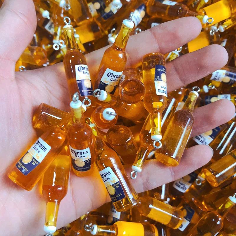 100pcs Bulk Wholesale Yellow Bottle Resin Charms Popular Mini Wine Bottles Pendant For Earring Keychain Diy Jewelry Making