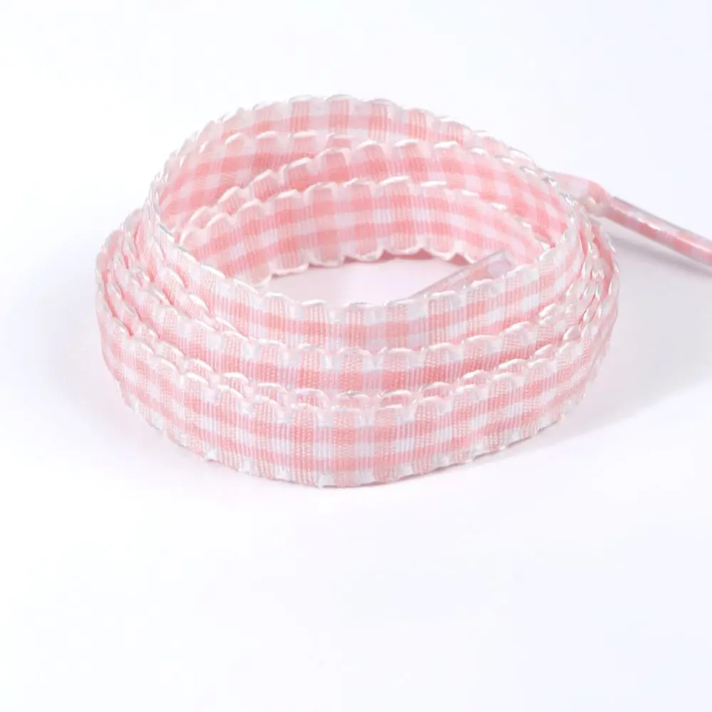 Trendy Plaid Pattern Ribbon Shoelaces Flat Lace For Sports Shoes Ballet Style Decorative Strings Casual Trainers Footwear Gear