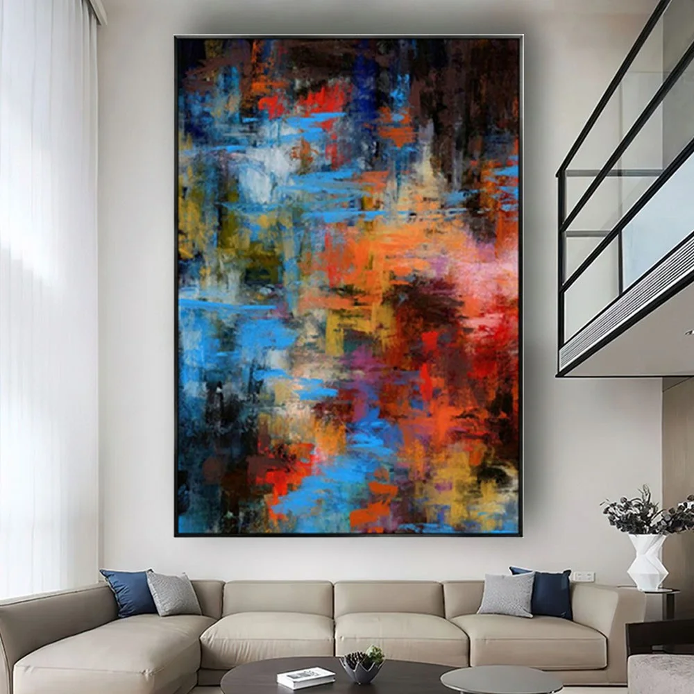 Fashion Color Block Picture Handmade Modern Artwork Abstract Oil Paintings On Canvas Mural For Home Decor Wall Art Colorful Sofa