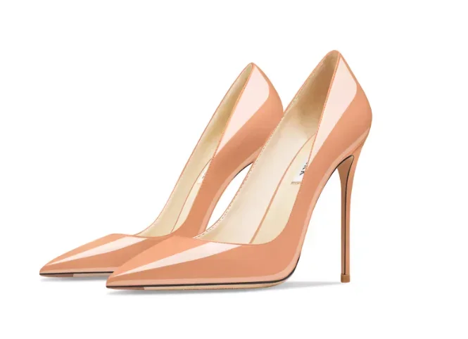 أحذية فردية أصلية جديدة، كعب عالٍ من الجلد اللامع باللون الأخضر الداكن، أحذية نسائية احترافية مثيرة بفم ضحل