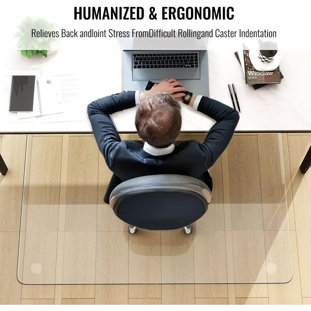 36" x 46" Chair Mat for Carpet - Office Chair Mat - Tempered Glass Floor Mat for Home/Office/Carpet Clear Computer Floor Mat - w