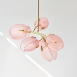 Modern flower Tulip Buds G9 Chandelier Glass lampshade Pendant Lights Lustre Home Decor Led Lamp Fixtures Bedroom Hanging Lamps
