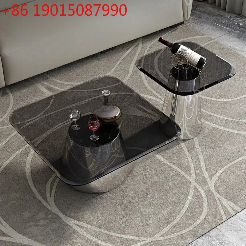 

Italian tempered glass coffee table living room home tea table combination modern coffee table
