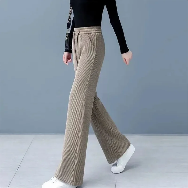 

2023 Vintage women's fall corduroy pants High waisted pants wide leg pants elegant casual loose street wear