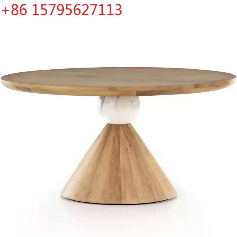 

Средневековый круглый обеденный стол из массива дерева, американский французский ретро-стол из массива дерева, современный простой стиль ваби-саби
