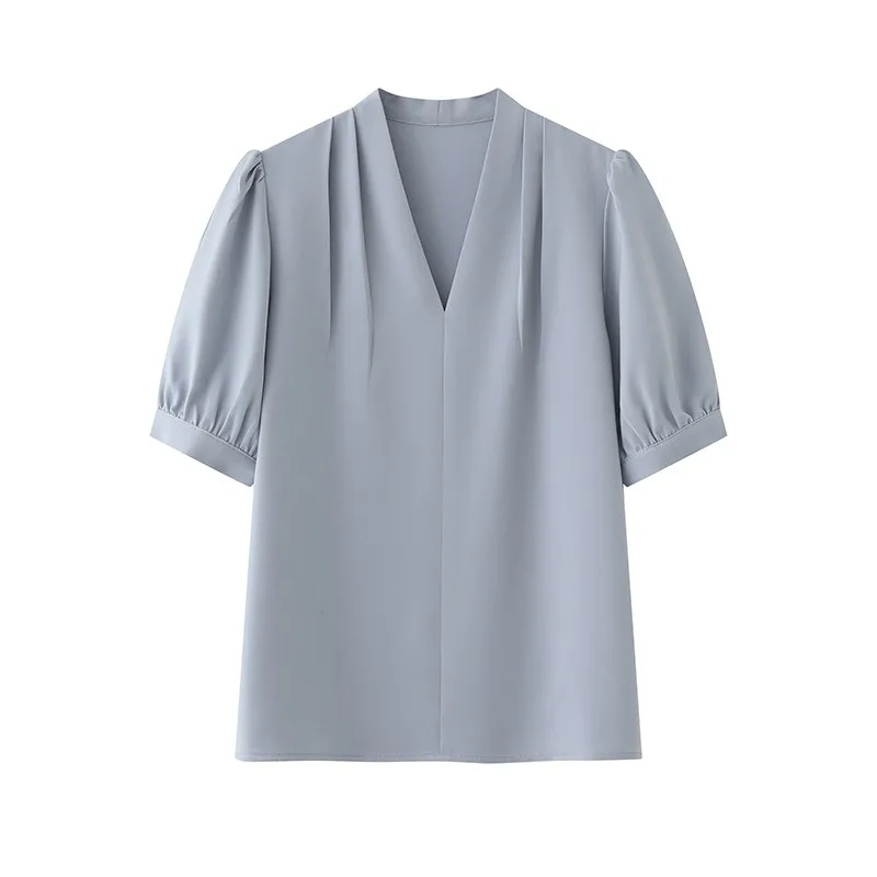 

Ele ort Sve Silk irt Women's Summer New Sle Commute Profional Interview Top Quali Polyester Straight Cut