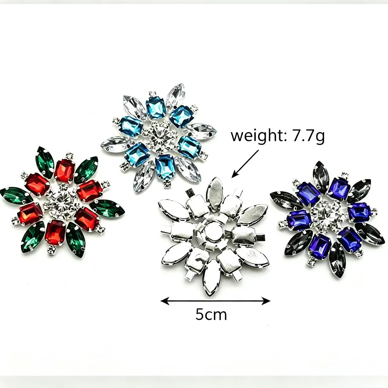 5cm Flower Rhinestone Sew On Applique Crystal Claw Rhinestone Patch 2Pcs/Pack DIY Wedding Dress Costume Hair Clip Decor Accesso