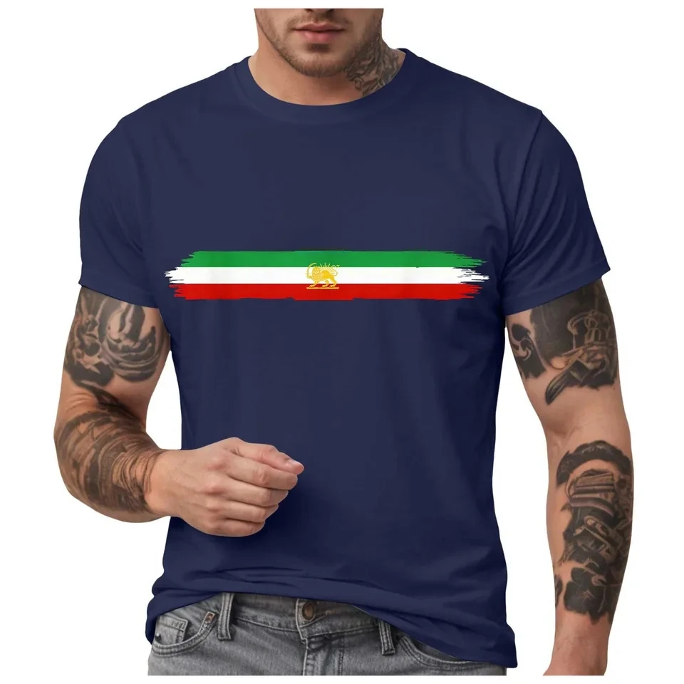 

Summer Short Sleeve T Shirt For Men Iranian Flag Persian T-Shirts Casual Streetwear O Neck Tees Shirt Mens Clothing