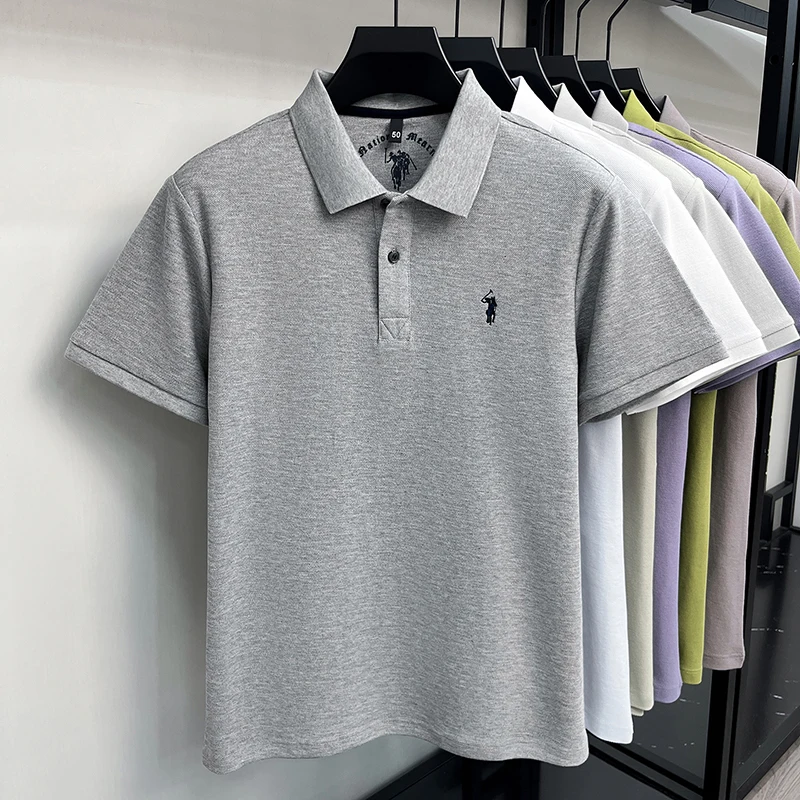High-End 100% Baumwolle Kurzarm Polo Shirt Herren Sommer Luxus Marke Klassische Paul Pony Stickerei Freizeit Business Mode Golf T-Shirt – Detail 9