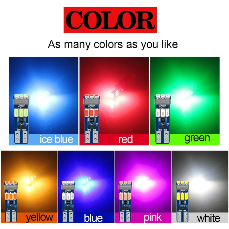 10pcs T5 9SMD LED Super Bright 3014 LED Car Dashboard LED Car Interior Light Auto Side Wedge Light 12V