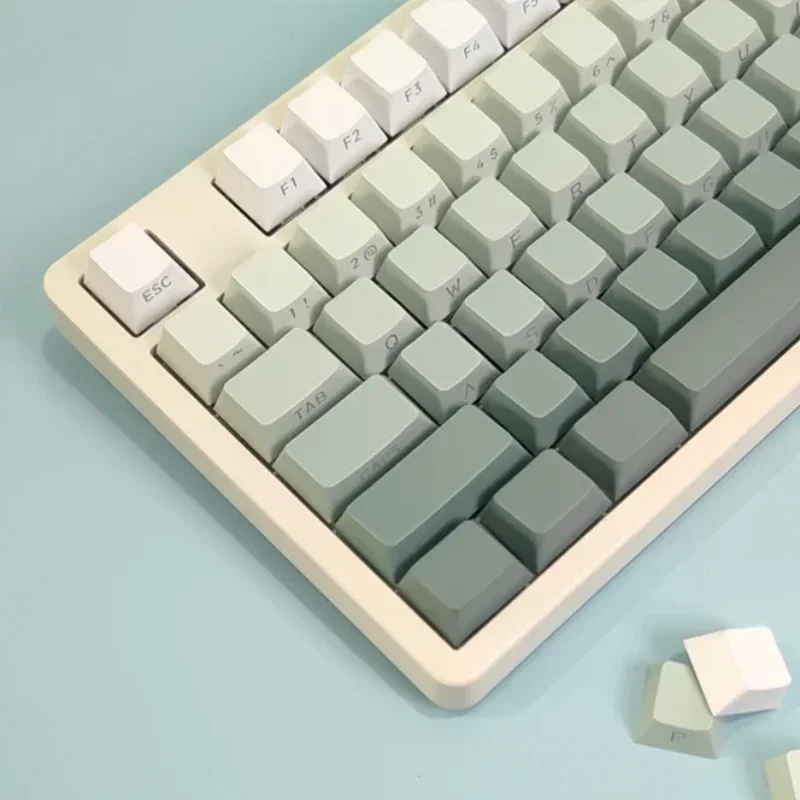 

Side engraved keycap light-transmitting PBT mechanical keyboard keycap satellite shaft gradual change green-gray 130-key univers