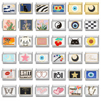 Youvelst Romantic Charm Bracelet Stars Moon Checkerboard Italian Charm Links Fit 9mm Stainless Steel Bracelet Jewelry DIY Making