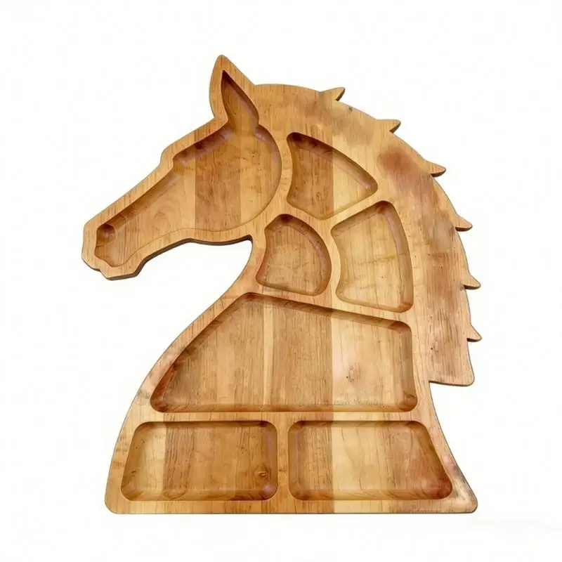 

Farmhouses Styles Wooden Horse Head Platter Horse Snacks Plate Perfect For Charcuterie Boards And Party Appetizers D2RD