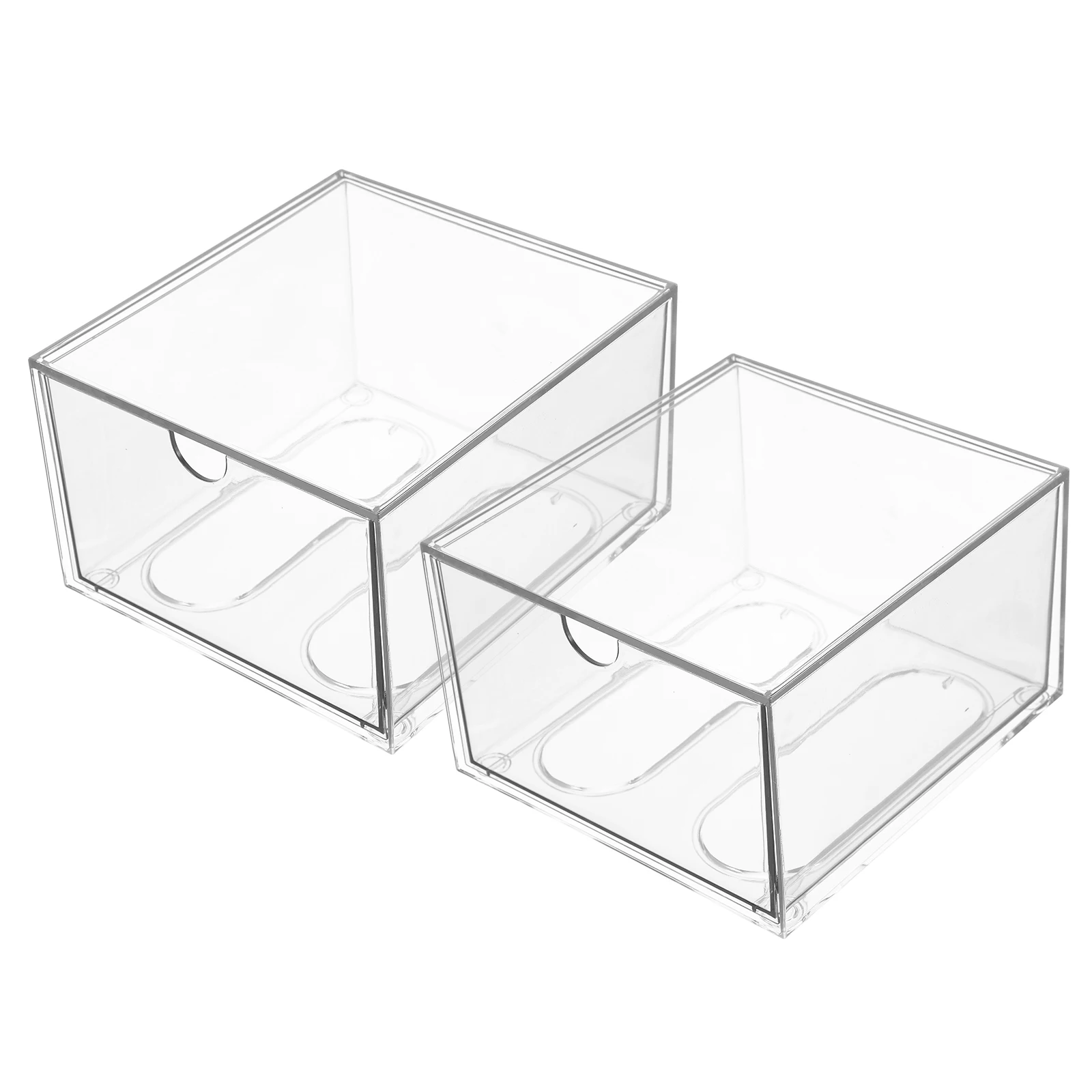 

2PCS Storage Box Clear Acrylic Makeup ganizer Drawers Stackable Bathroom Vanity Skincare Storage Container