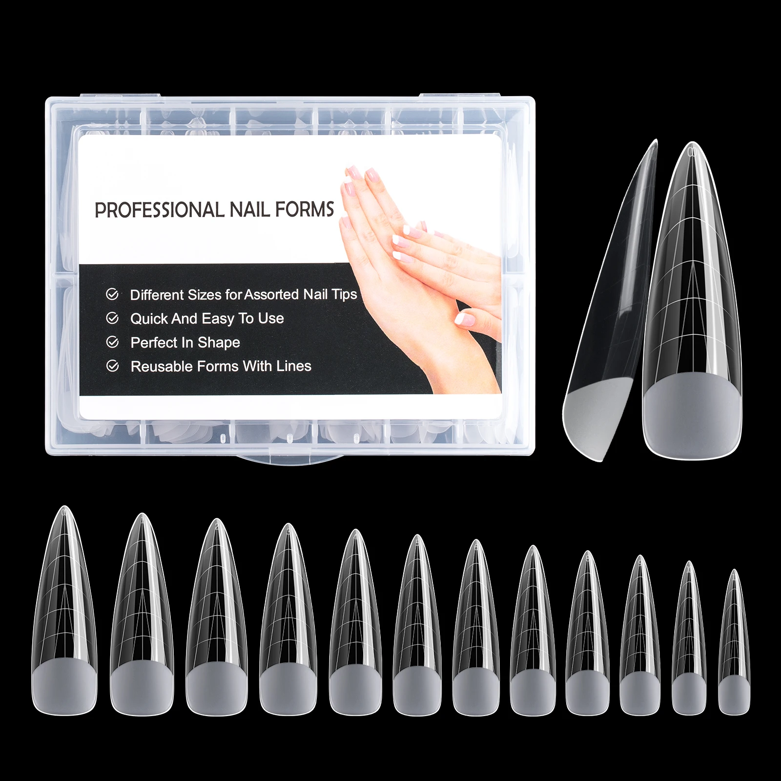 

TP 120pcs Full Cover False Nail Dual Forms Tips Quick Building Gel Mold Nail System Nail Finger Extension Top Molds Accessories