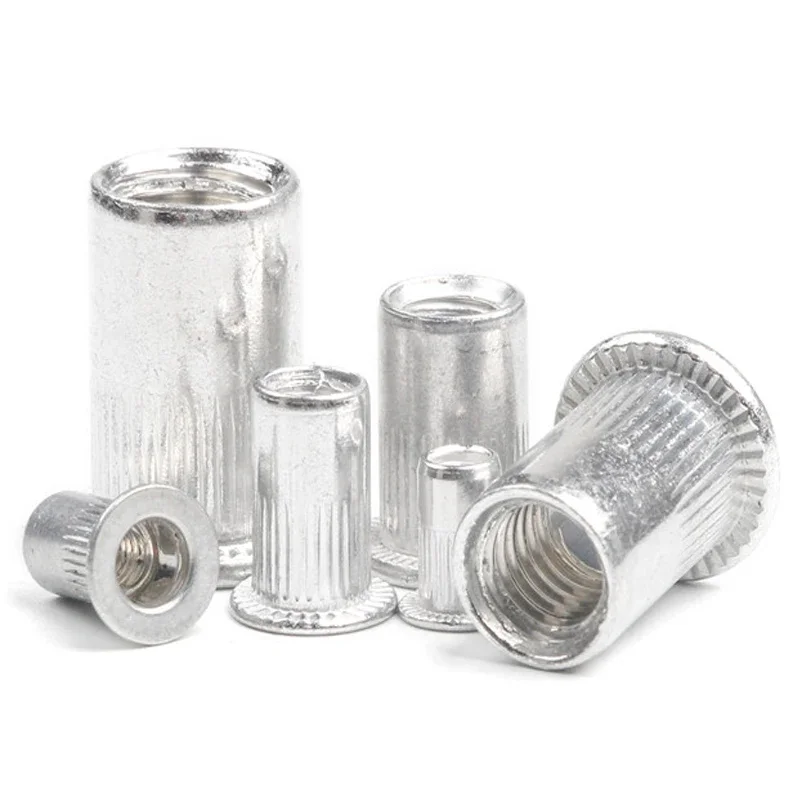 50pcs 10Pcs Rivet Nut M3 M4 M5 M6 M8 M10 M12 Aluminum Alloy Rivnut Flat Head Threaded Rivet Insert Nutsert Cap Nuts