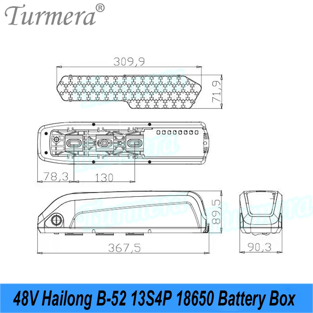 Turmera 48V HaiLong Case e-bike opakowanie na baterie obudowa Downtube Case dla 13S4P 13S3P 10S5P 10S4P 10S3P 18650 uchwyt baterii Diy wykorzystanie