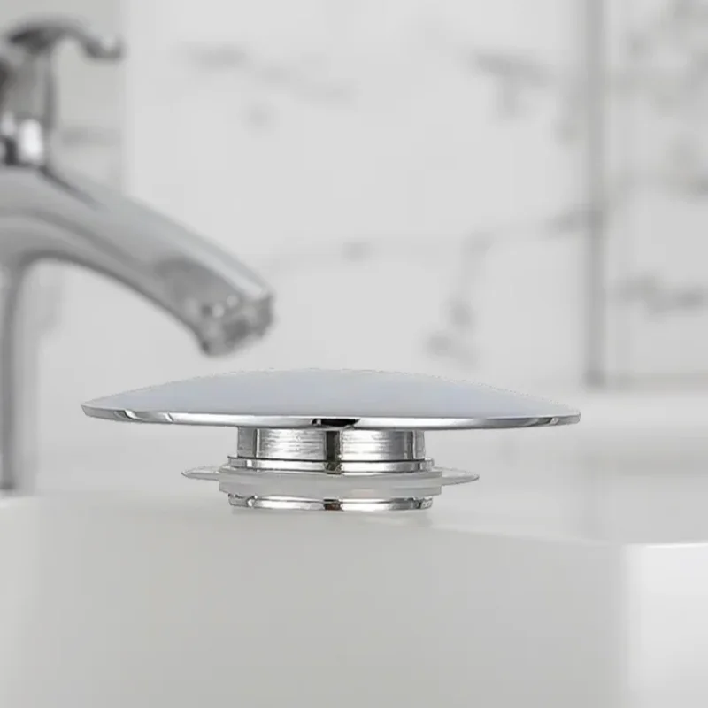 Silver Chrome Basin Waste Sink Plug 66mm PopUp Cap Click Clack Push Button Replacement Part for Bathroom Sink Drain Stopper