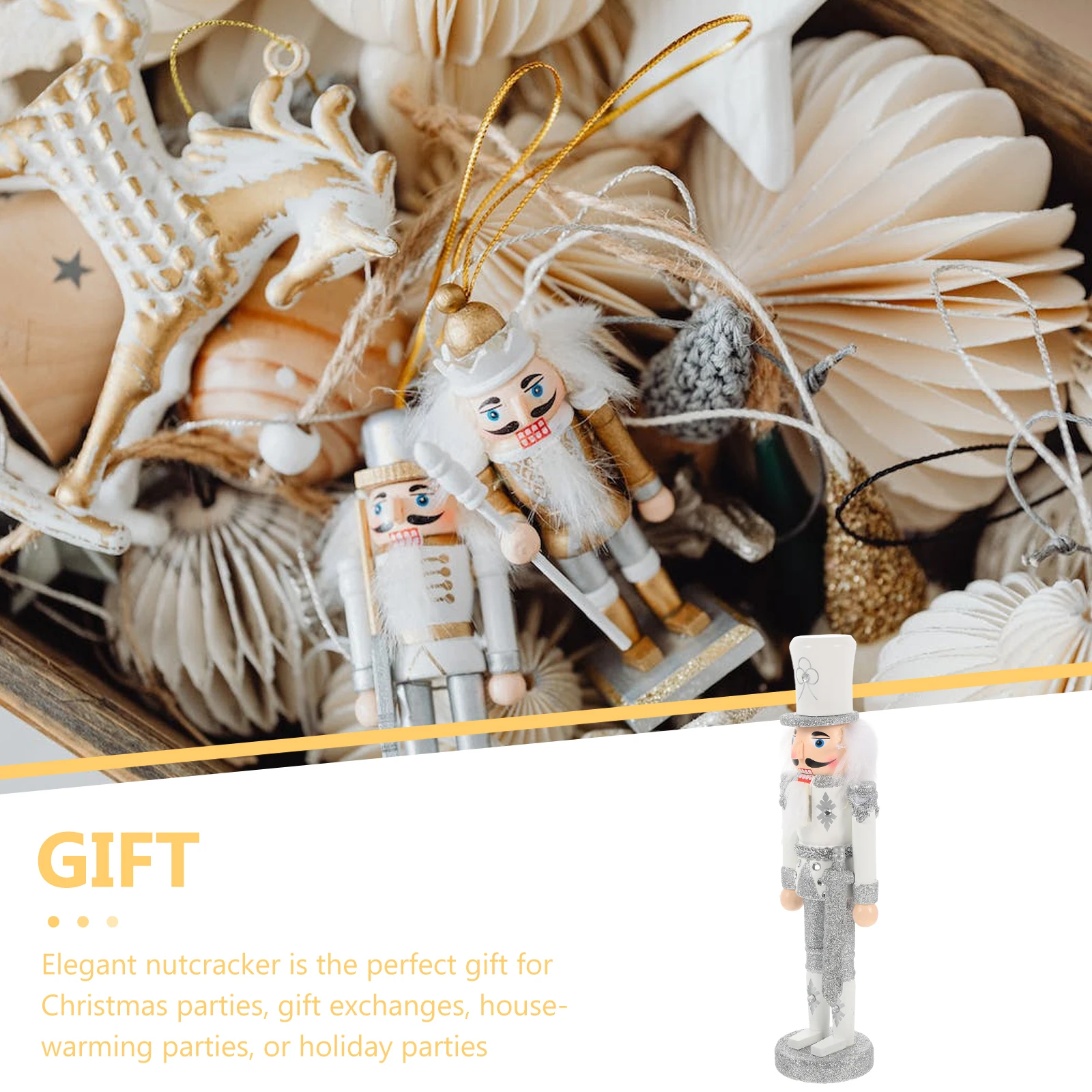 

Glitter Wooden Ornament Christmas Decoration Xmas Tabletop Desktop Gift Soldier Wood Xmas Decor Nutcracker Figure Holiday Party