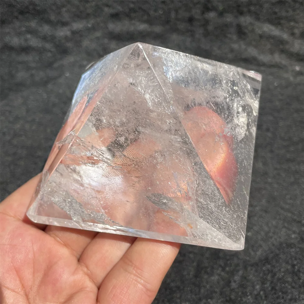 

Natural Transparent Quartz Crystal Pyramid, Clear Reiki Healing Natural White Crystal Pyramid, Raw Stone Polishing