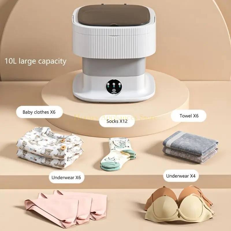 D0AB Small Laundry Washer Efficient Washer 10L Quiet Dryer Efficient Washing Machine Small Washer for Home and Travel Use