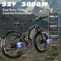 3000W new popular model launched with a maximum speed 50kmh of  Ebike Seeker24 fat tire ebike dual motor 52V 23AH