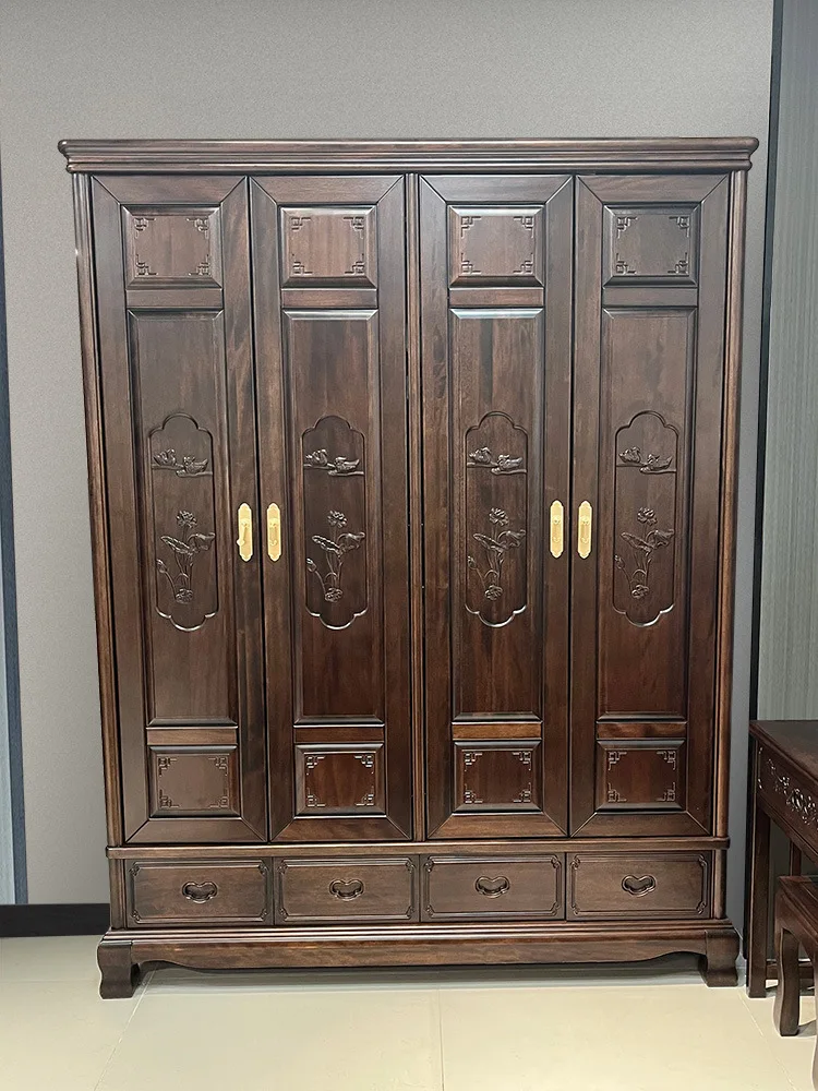 Retro Solid Wood Wardrobe Modern Design Easy Assembly Space Saving Scratch Resistant Long Lasting Smooth Surface