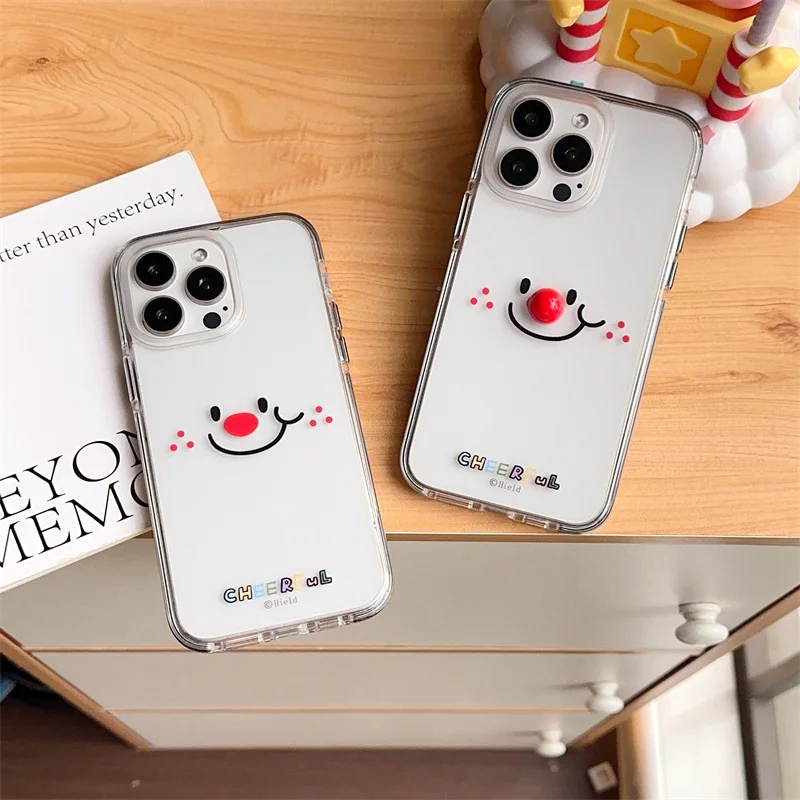 New simple blush smiley acrylic phone case for IPhone 15 15pro 15promax 14 14pro 14promax 13 13pro 13promax 12 12pro 12promax