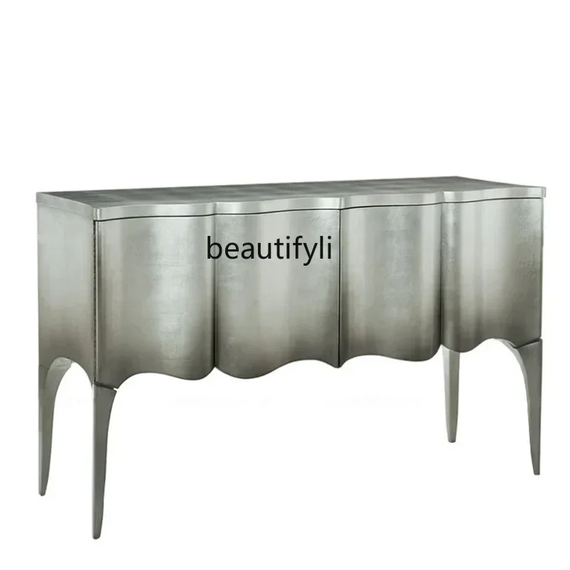 SS ss7486 American light luxury solid wood porch cabinet, post-modern neoclassical decorative high cabinet silver old home parti