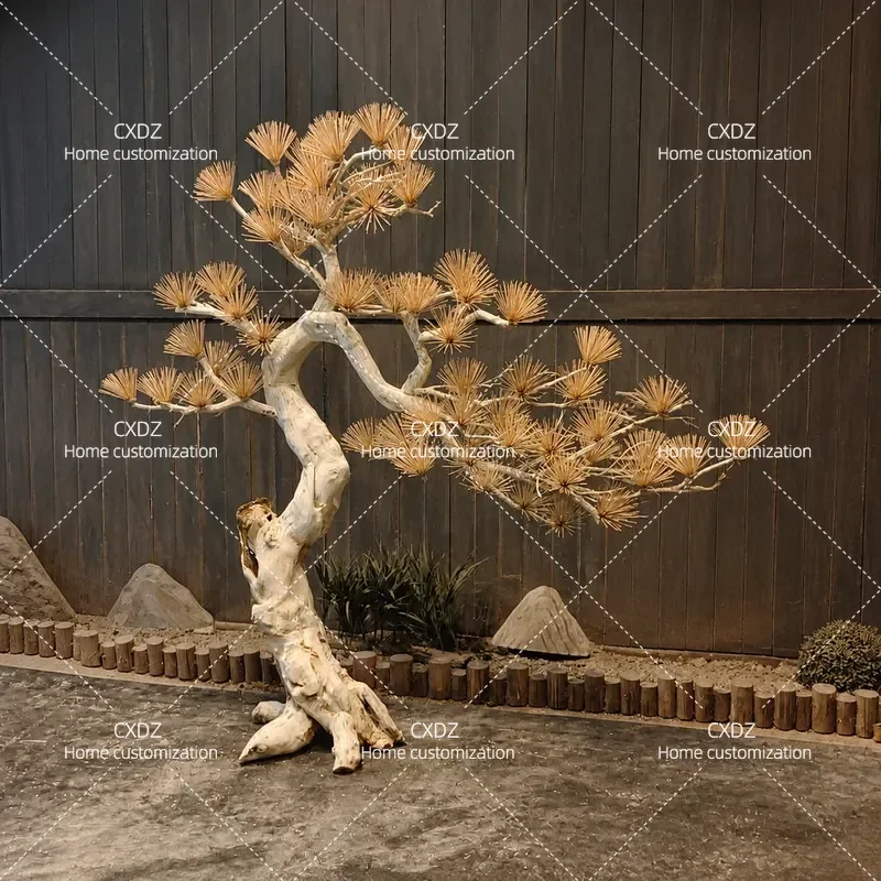 Simulated Welcome Pine Root Carving Tree Landscape Indoor Landscaping Fake Tree Soft Decoration Zen Ornament