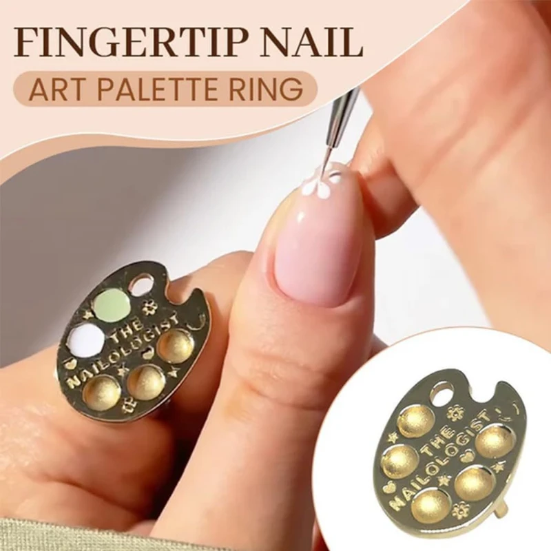 

5pcs Fingertip Manicure Palette Ring Convenient and Easy To Clean for Color Mixing Anytime Anywhere