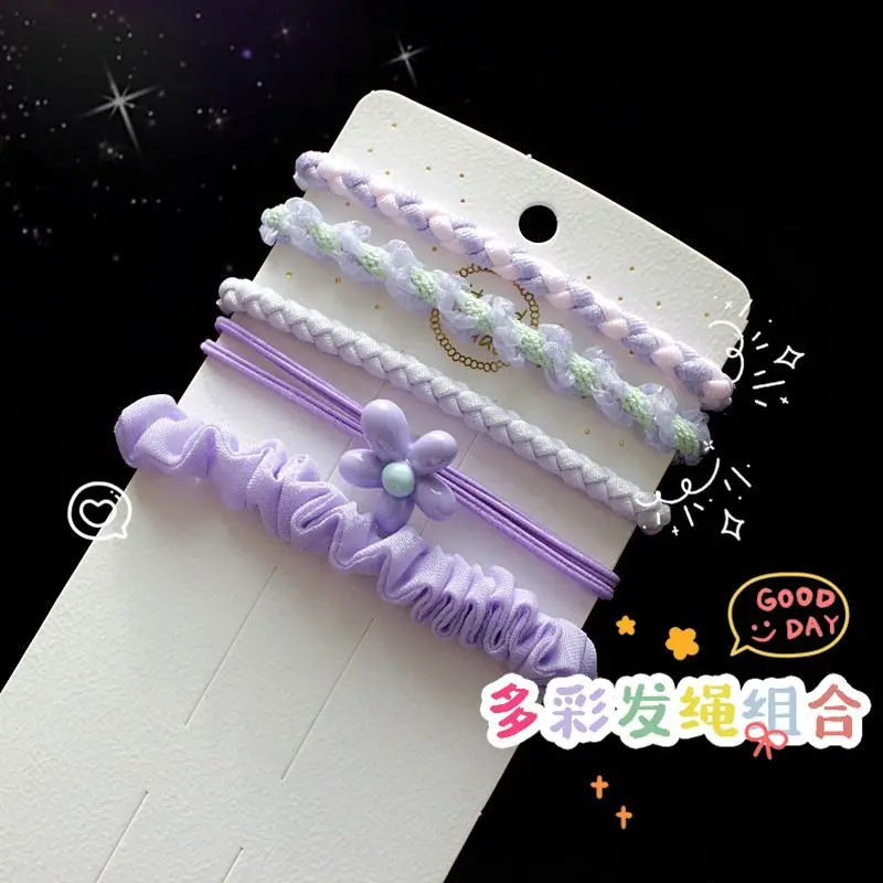 Sweet and cute cream colored pleated small intestine headband with elastic rubber band, high beauty headband, versatile