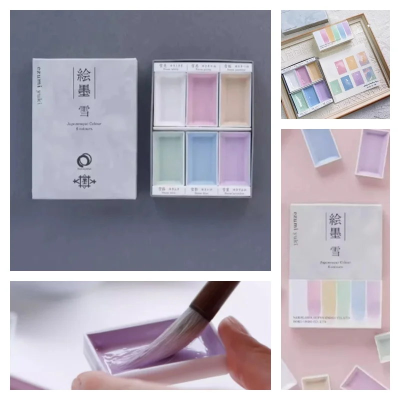 

Японский набор акварельных красок Moyuntang, 6 цветов, оригинальные, в формате «макарон», большие кисти, художественные принадлежности для художников