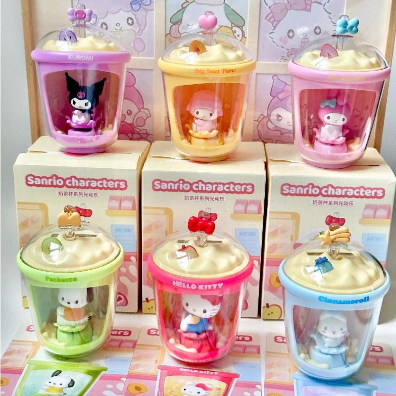 

New Product In Stock Miniso Guangdongle Milk Tea Cup Series Cute Pacha Dog Melody Figurines Blind Boxes Birthday Festival Gifts