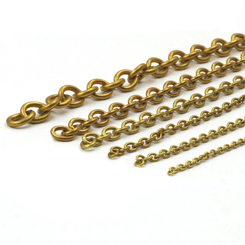 1 Meter Solid Brass O Ring Bags Chain Link Necklace Wheat Chain None-polished Bags Straps Parts DIY Accessories 7 Sizes