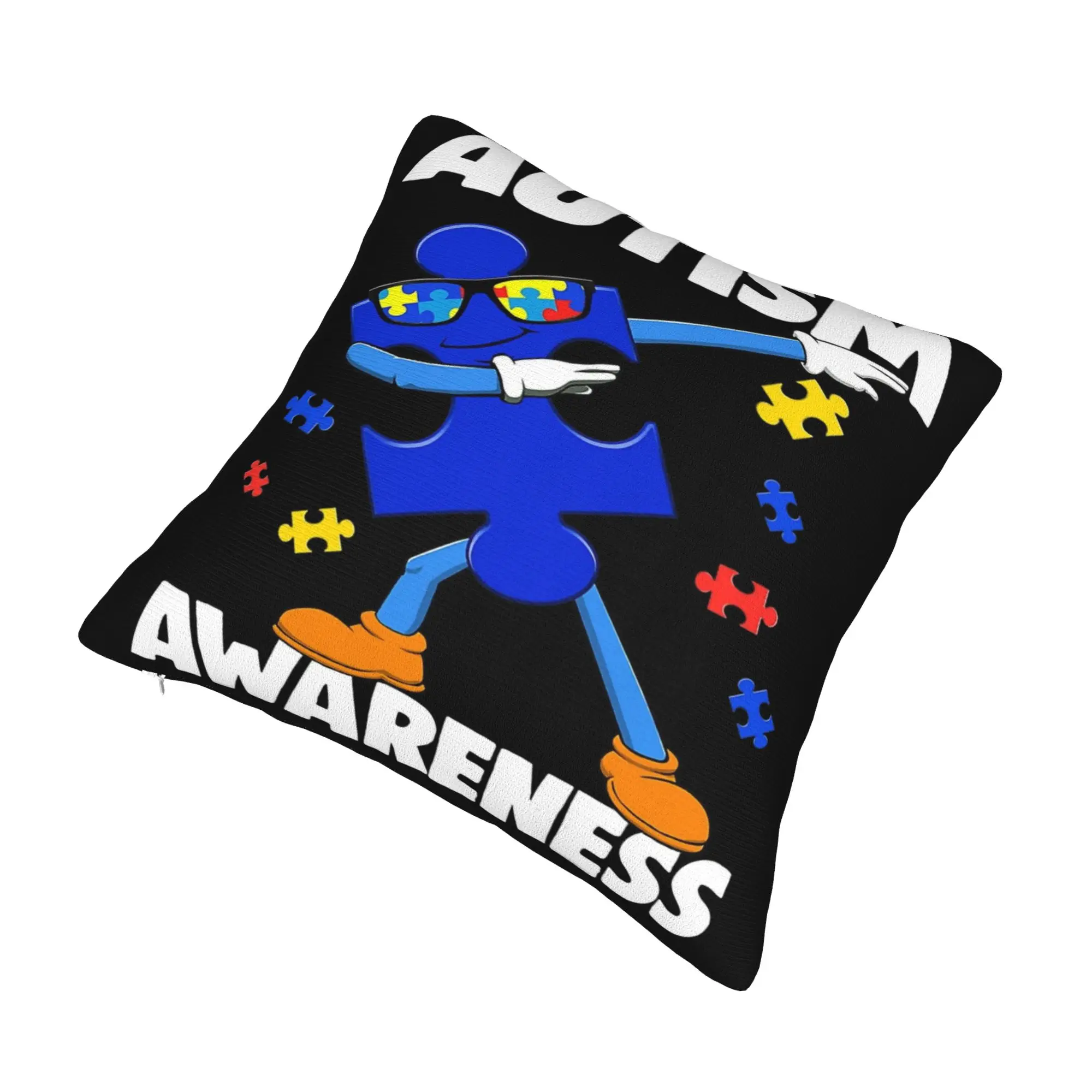 Decorative Pillowcases Dabbing Puzzle Autism Awareness Merchandise Chair  Pillow Case Cover Square Multi-Size