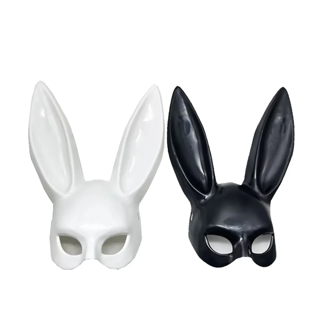 1PC Black White Rabbit Mask Halloween Party Decoration Long Ears Bunny Costume Cosplay Accessory for Home & Garden