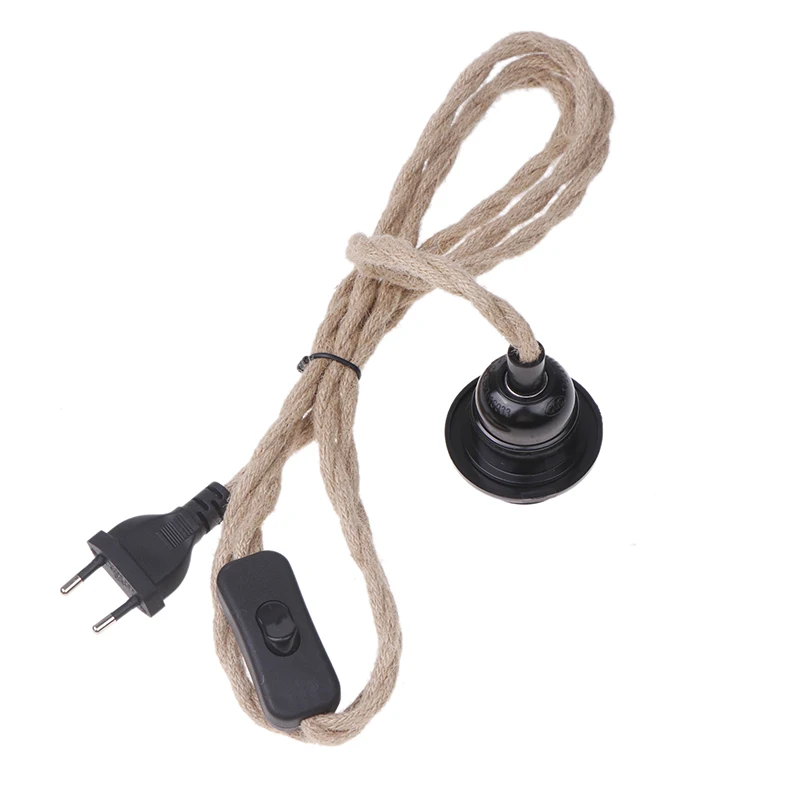E27Table Lamp Acessórios com Hemp Rope Switch Plug, Household Removível Pequeno Lustre, Simples Hemp Rope Lâmpada, 2m, 3m, 4.5m