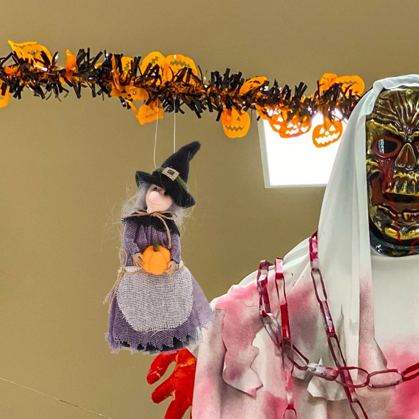 

Suspended Halloween Witch Halloween Hold Pumpkin Ornament Hanging Decor Party Festival Accessory Witch Festival Supplies