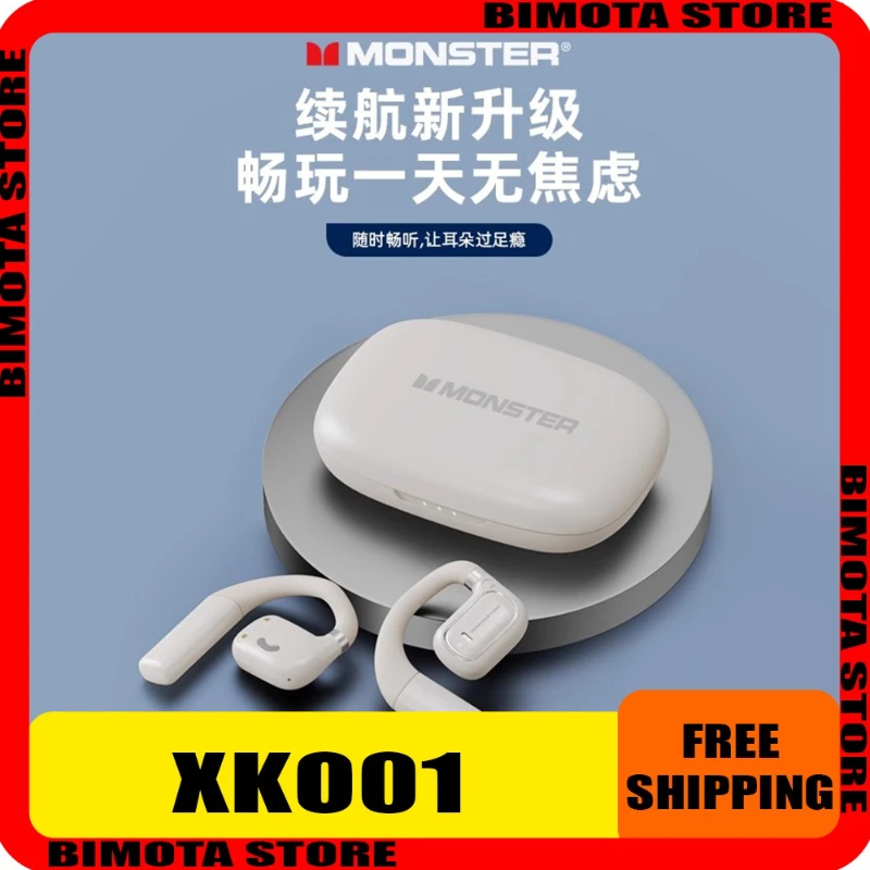 

MONSTER XKO01 Bluetooth-наушники, беспроводные подвесные наушники для занятий спортом, бегом, музыкой, шумоподавлением, длительный срок службы, без боли, IOS, универсальные
